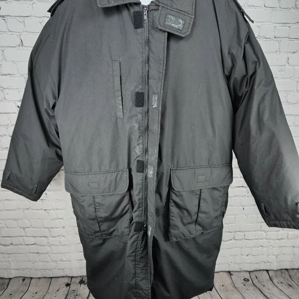 VTG J.J. Cochran Black Duck Down Feather Pocket Long Coat Parka Large 42-44